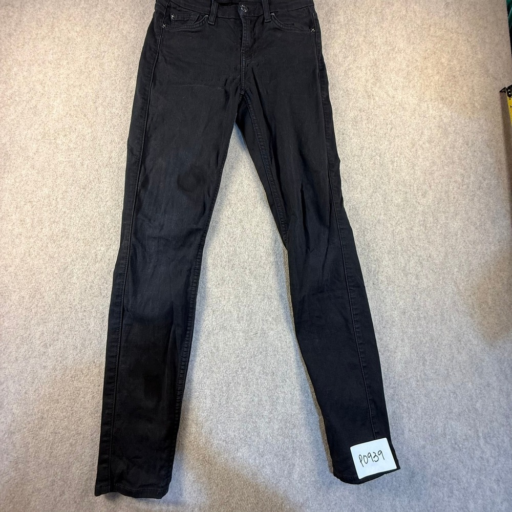 7 For All Mankind b(air) Denim The Ankle Skinny Jeans Black Size 26